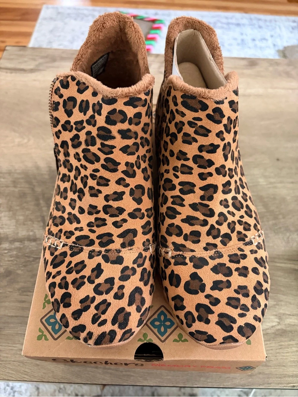 Skechers Women’s Leopard Print Ankle Bootie - Tan/Black
